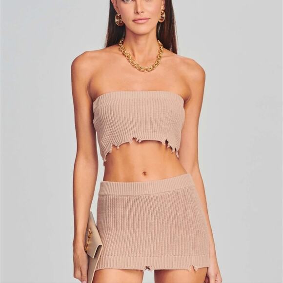 NEW Ser.O.Ya By Retrofete Ember Natural Knit Sleeveless Bandeau Tube Crop Top - Picture 11 of 11